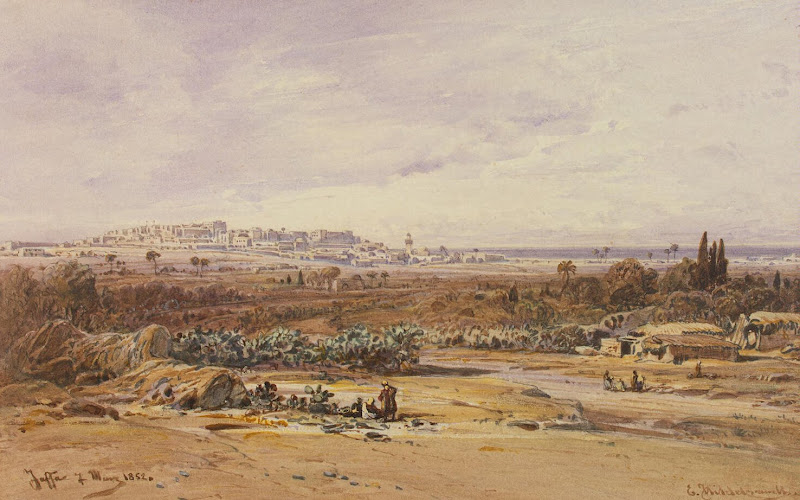 View of Jaffa by Eduard Hildebrandt - Landscape Drawings from Hermitage Museum