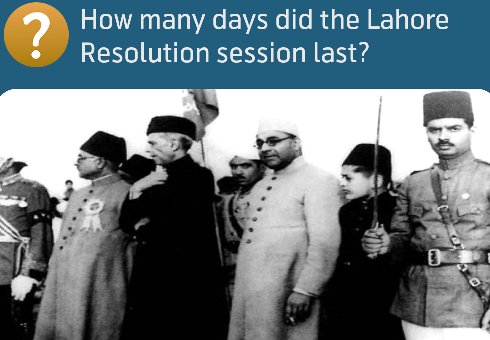 How many days did the Lahore Resolution session last?