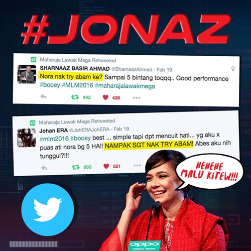 jonaz gabungan johan raja lawak dan sharnaaz ahmad pengkritik telus maharaja lawak mega mlm 2016, komen dan kritikan jonaz persembahan peserta maharaja lawak mega 2016