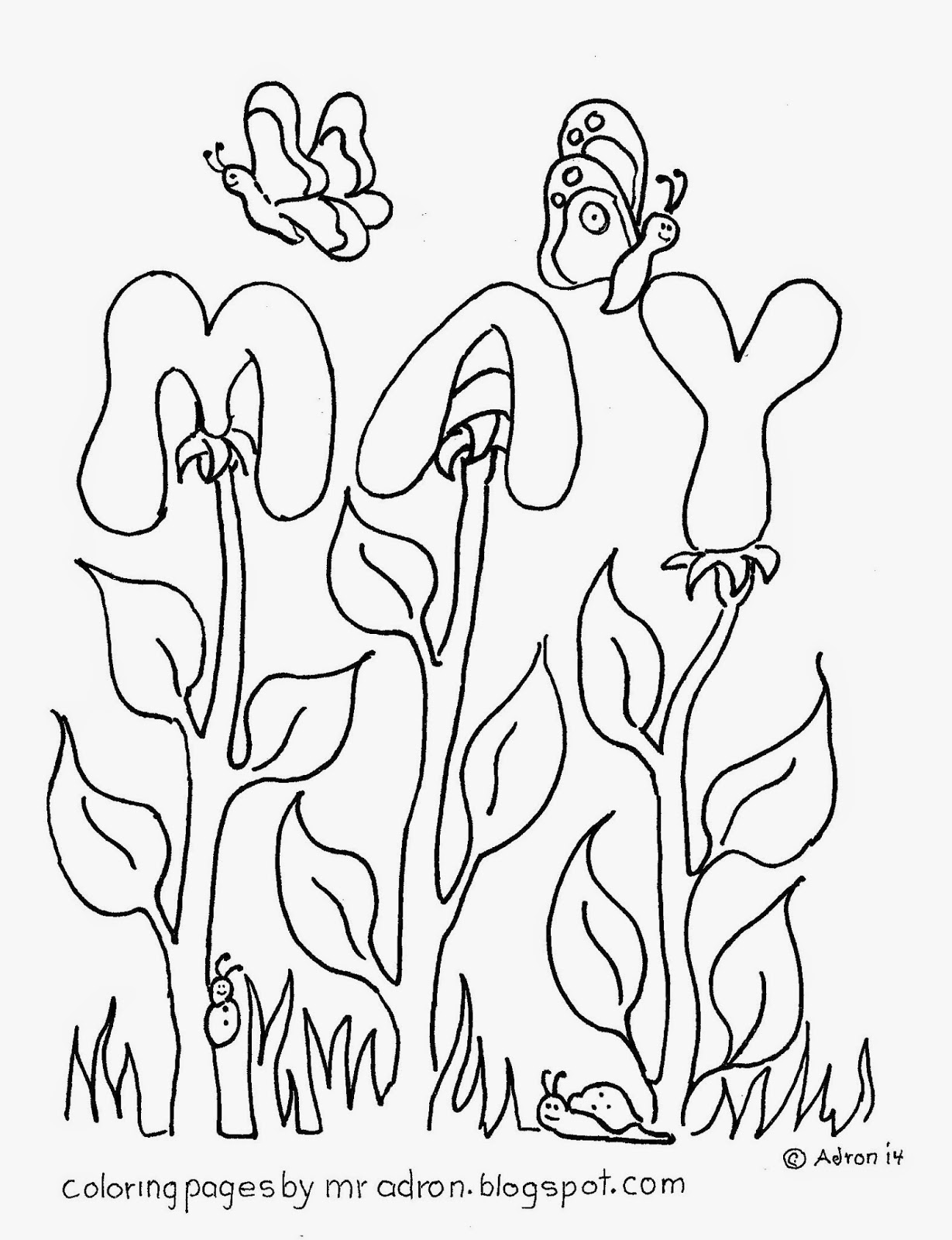 Coloring Pages for Kids by Mr. Adron: The Month Of May, Free Coloring Page