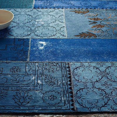 eclectic rug, blue, woven