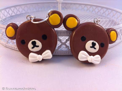 Kawaii cute Rilakkuma with a bow earrings