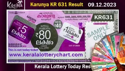Kerala Lottery Result 09.12.2023 Karunya KR 631