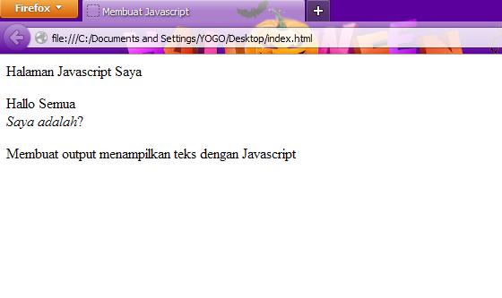 Menampilkan Javacript pada HTML  Inspire Use All