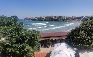 First view of the beach from our accommodation