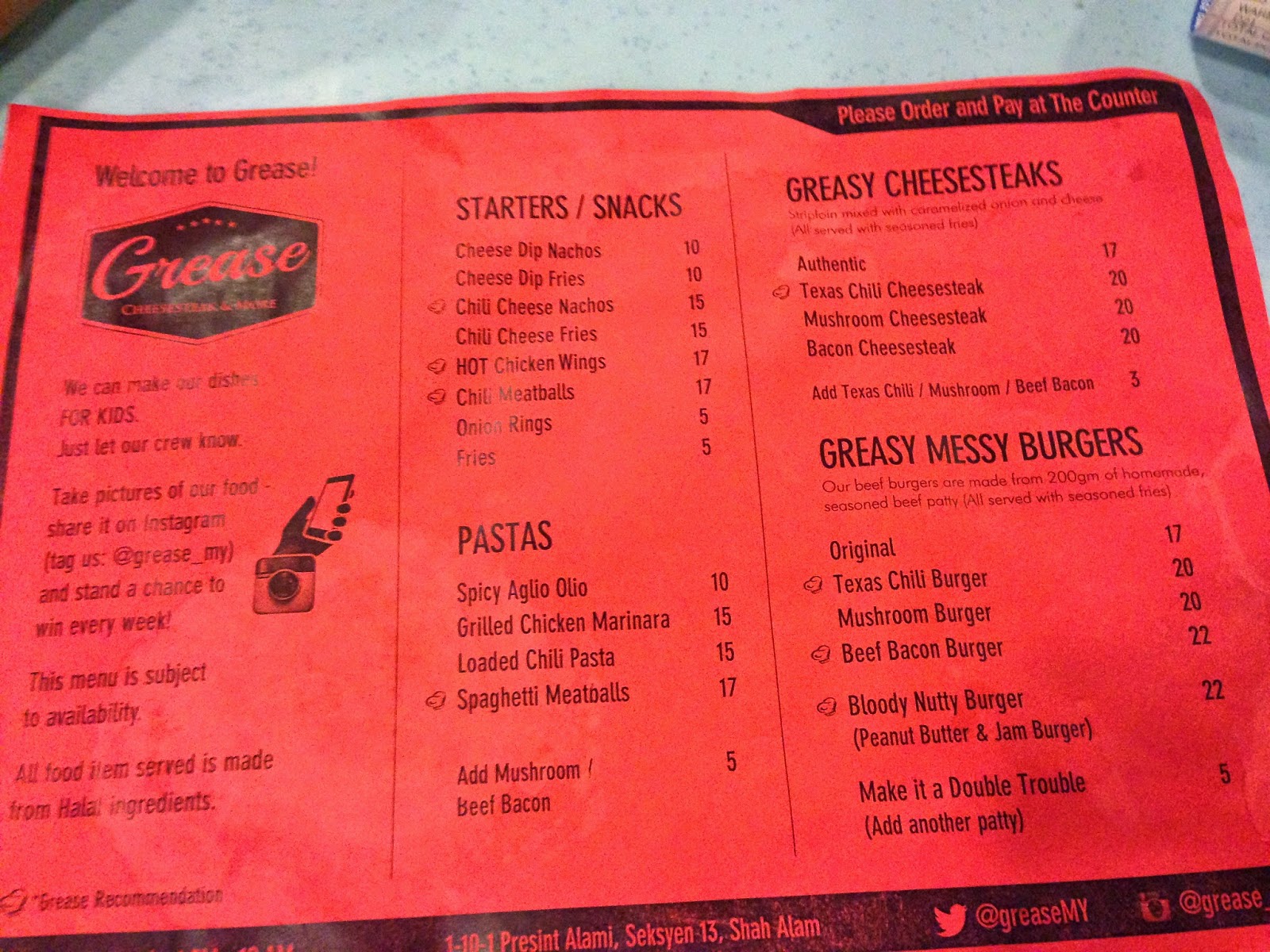 Me + myself: Review Grease Cheesesteak Restaurant Seksyen 