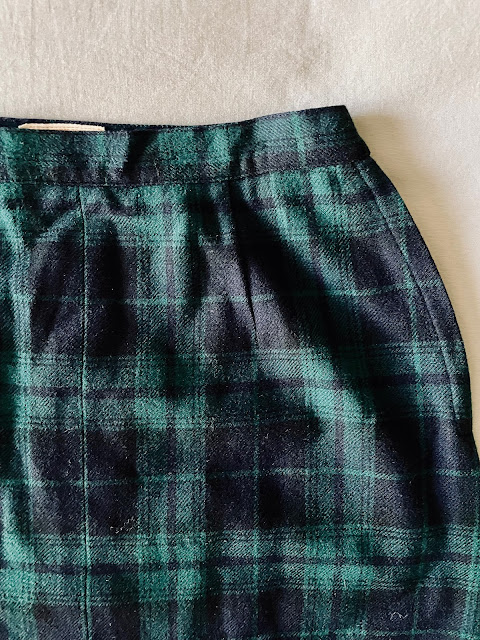 Close up of a blue and green plaid pattern