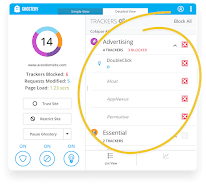 Captura de la Interfaz Gráfica Actual de la Extensión de Navegador Ghostery