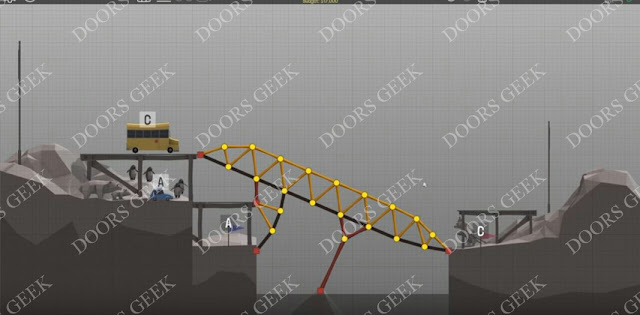 Poly Bridge Level 3-7 Swing Back walkthrough, solution, cheats, guide