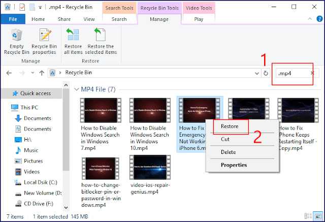 recover deleted videos from recycle bin