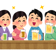 楽しい飲み会のイラスト（私服）