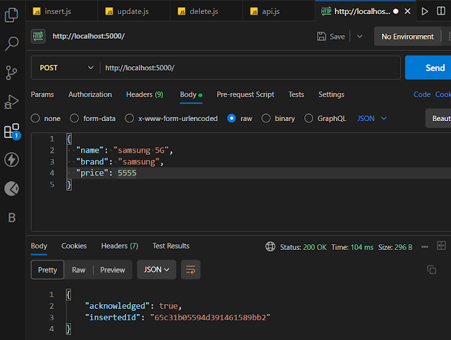 Post API insert data in MongoDB