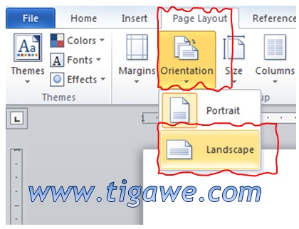 Tigawe: Memilih Orientasi Kertas Portrait/Landscape di Ms 