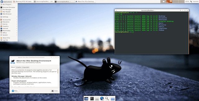 سطح المكتب واجهة xfce أخف واجهة على نظام كالي لينكس