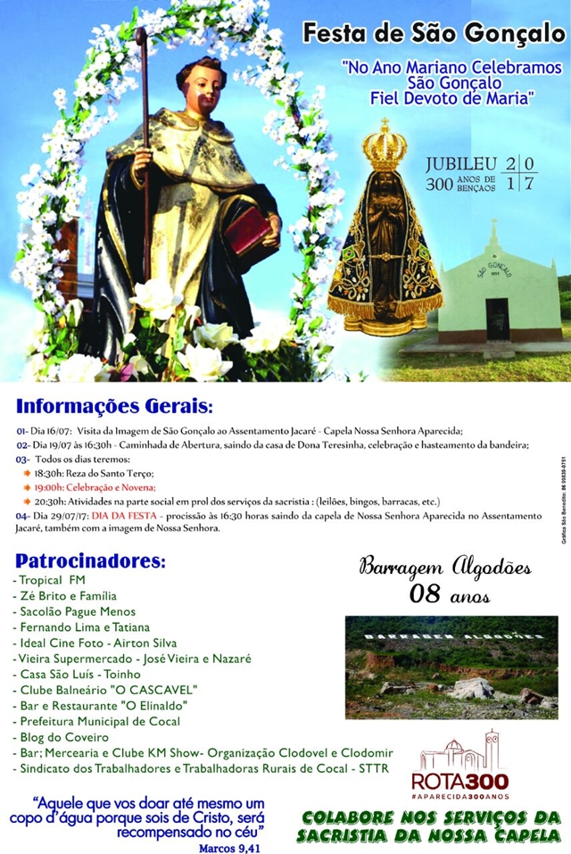 Convite: Participe dos Festejos de São Gonçalo no povoado Franco em Cocal
