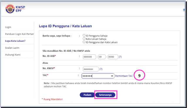 lupa password i-akaun kwsp