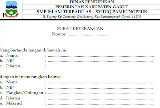 Contoh Format Surat Keterangan Sekolah SMP