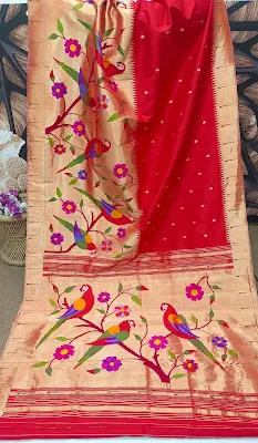 Half allover work paithani saree