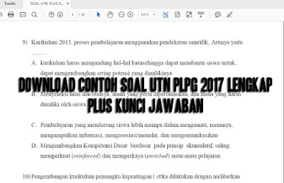 Download Contoh Soal UTN PLPG 2017 Lengkap Plus Kunci Jawaban