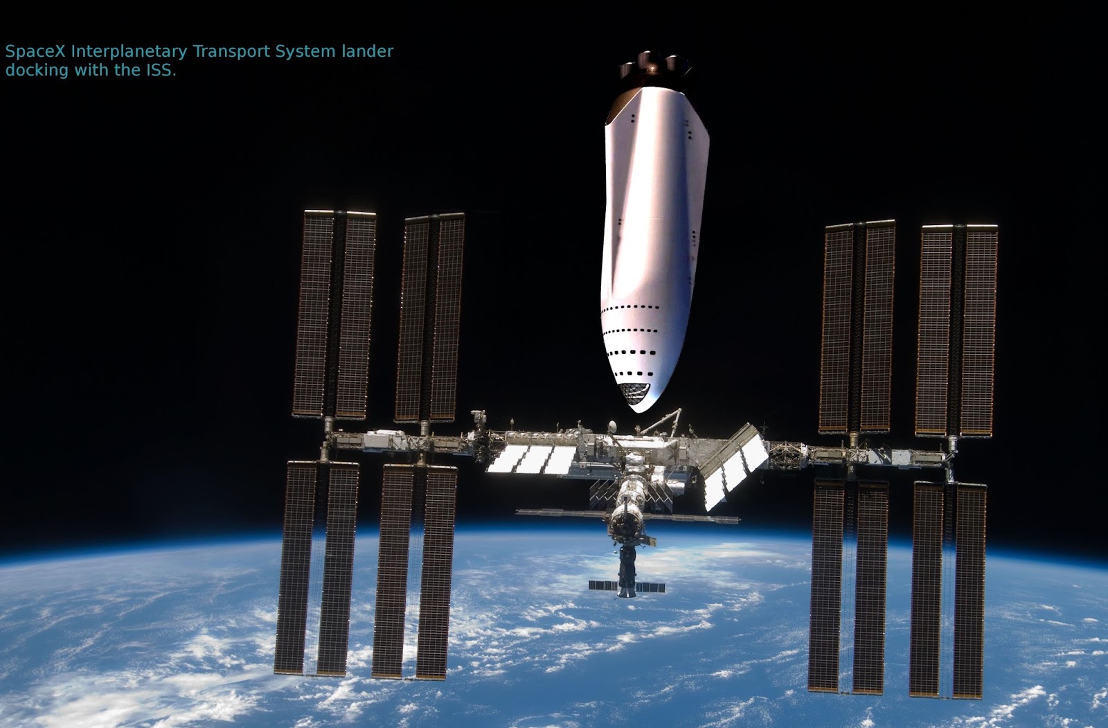 SpaceX ITS spaceship docking with International Space Station
