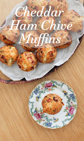 Food Lust People Love: Loads of extra mature sharp cheddar cheese, smoked ham and chives make these cheddar ham chive muffins the perfect accompaniment to your favorite soup, or as a stand alone treat for breakfast and snack time.