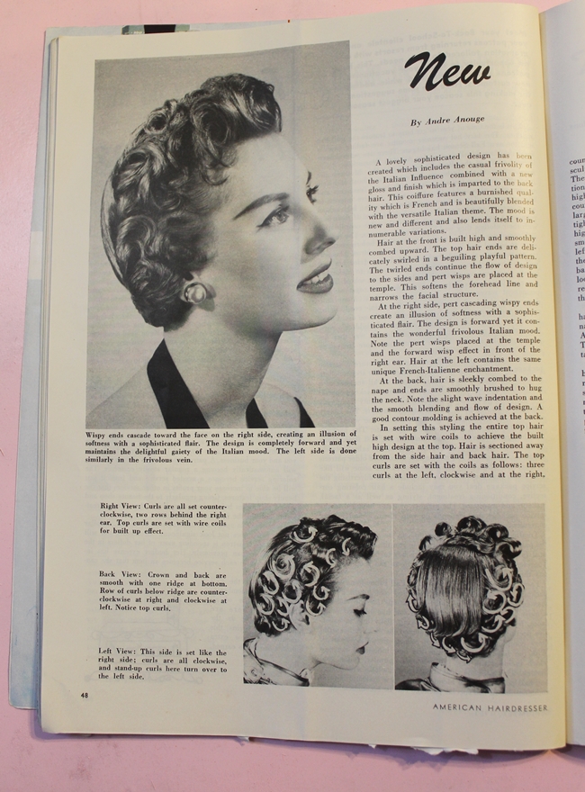 1950s vintage pin curl hair waves setting patterns from American Hair Dresser Magazine