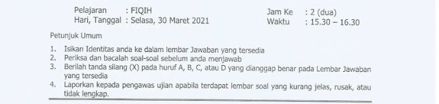 Kumpulan Soal Ujian Akhir Madrasah Kelas 4 MDTA Mapel Fiqih Terbaru Tahun 2021 Dilengkapi Kunci Jawaban