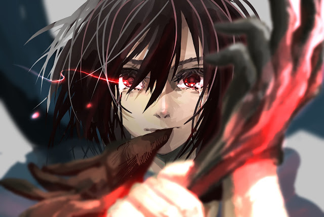   Beautiful Mikasa Ackerman Attack on Titan Shingeki no Kyojin Red Eyes Girl Female Anime HD Wallpaper Desktop PC Background 2132