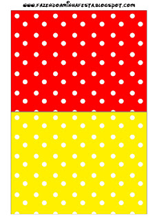 Red, Yellow and Withe Polka Dots Free Printable  Labels.