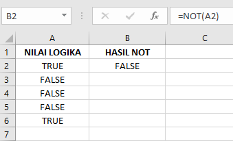 Tutorial Rumus Excel Langkah-Langkah Rumus NOT di Microsoft Excel