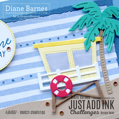 Handmade beach themed card using Stampin Up Beach Day stamp and die bundle. Lifesaver tower. Card by Diane Barnes - colourmehappy - stampinupcards - cardmaking