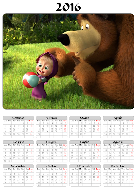 Calendario 2016 - Masha e Orso