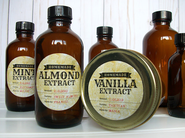 Custom Antique Extract amber jar labels