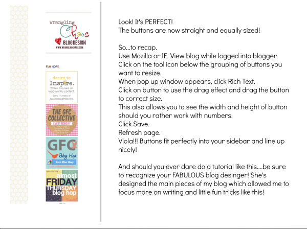 resize and align blog button tutorial, blog design help