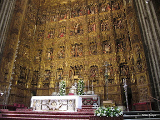 The 20 m high Altar piece, cathedral of Seville, Spain