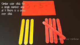 Learning Math with Popsicle Stick : addition of numbers for kindergarten @https://colorsofourrainbow.blogspot.com/