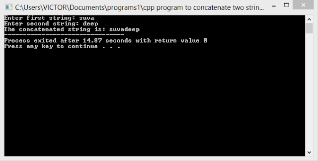 Program to concatenate two strings in CPP