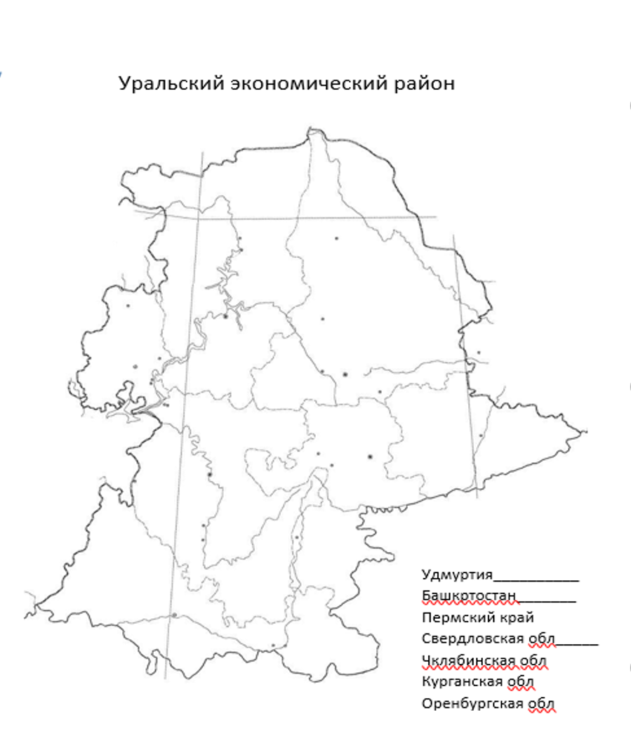 Состав района на контурной карте