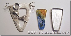 Vickie Hallmark sun bird pendant glass enamel silver clay components