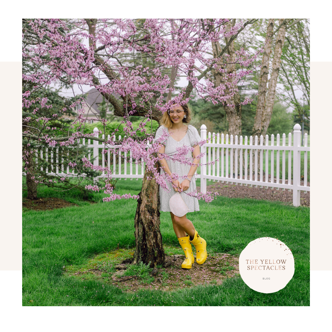 Woman wearing yellow rain boots