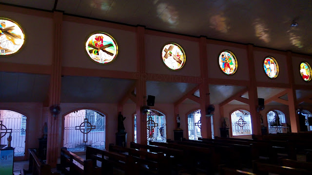stations of the cross stained glass murals at St. Isidore the Worker Church at Saint Bernard Southern Leyte