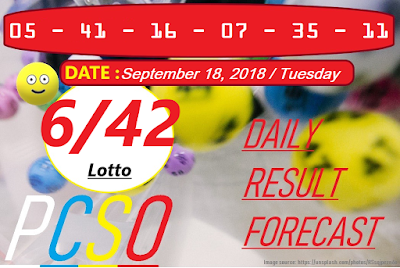 September 18, 2018 6/42 Lotto Result 6 digits winning number combination