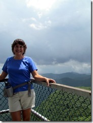 Tricia enjoys the views from the fire tower