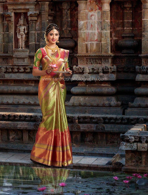 Model in Heavy Bridal Silk Saree