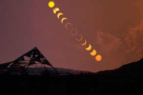 An annular eclipse in progress at Pyramid Lake in Nevada, the United States, in May 2012. For the first time in two decades, a rare 'ring of fire' known as an annular solar eclipse will be visible in the sky on Boxing Day.