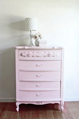 Sears Bonnet dresser painted pink.