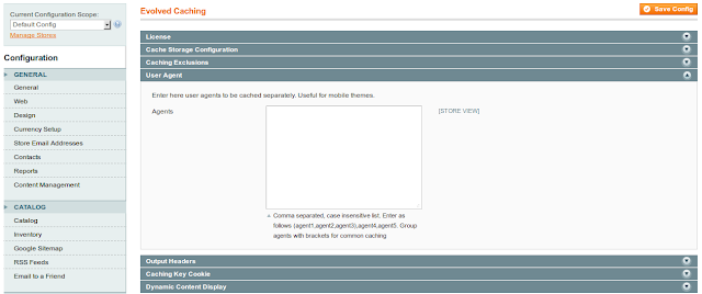 Configuration of user agents