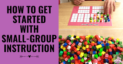 Photo of student using guided math resources with text, "How to get started with small-group instruction."