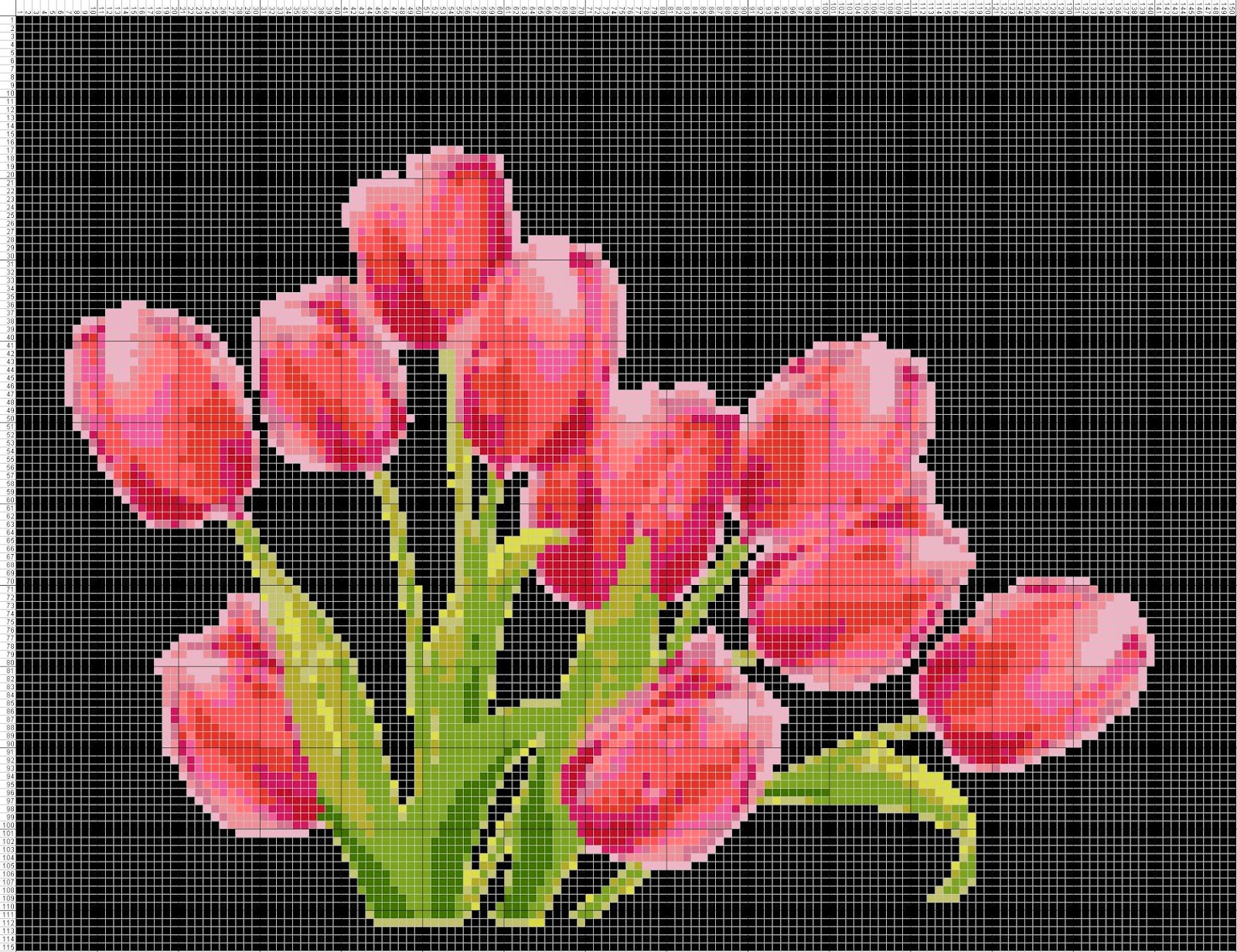 sketsa bunga: Gambar Mozaik Bunga Tulip