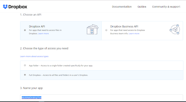 dropbox-create-application